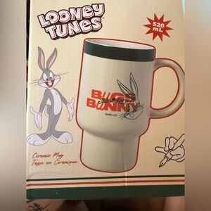 Warner Bros. Bugs Bunny Ceramic Mug - White with Green & Red Accents
